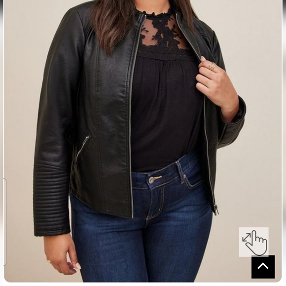 Torrid Faux Leather Collarless Moto Jacket Size 2 - Picture 6 of 8